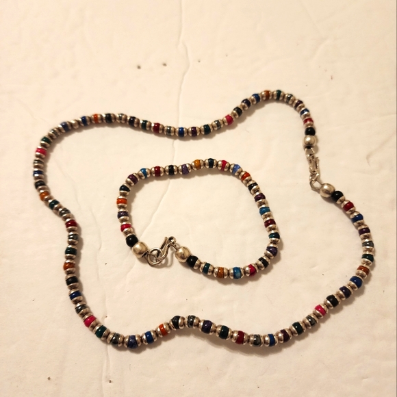 Treska Multicolor Cluster Rainbow Matching Necklace and Bracelet - Picture 1 of 3